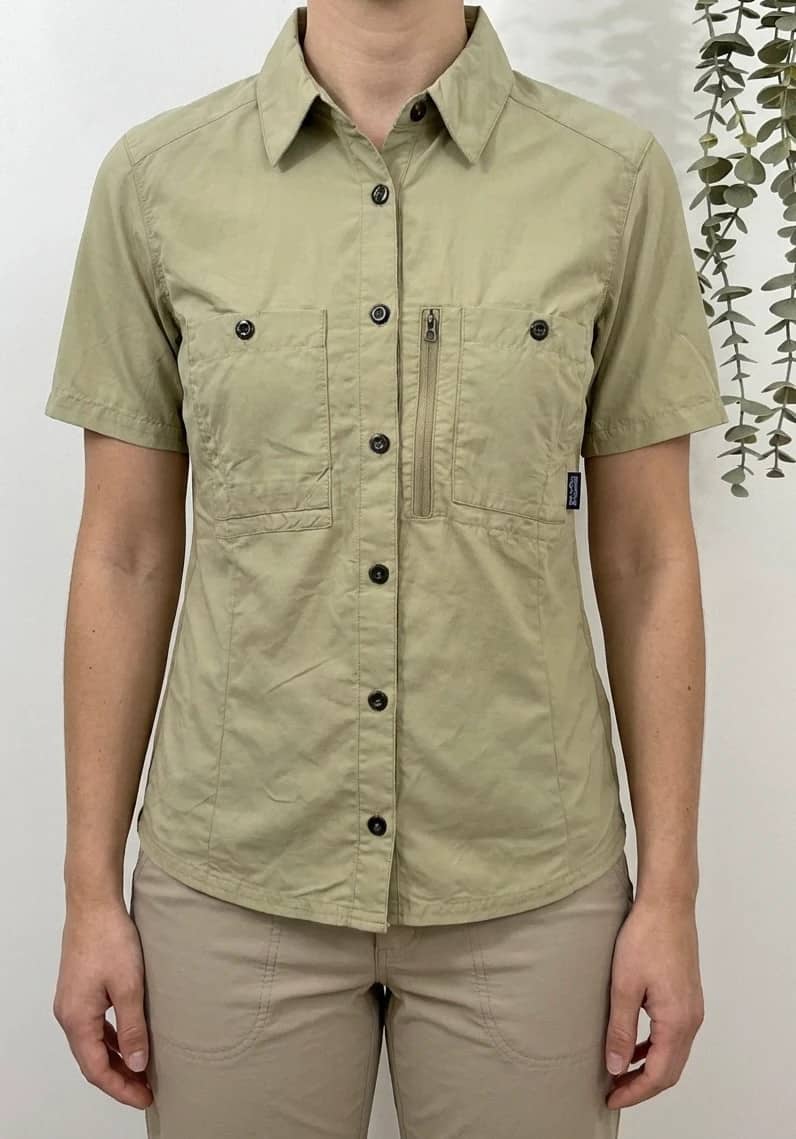 Chemise technique manches courtes Patagonia femme kaki taille 6/S - FP2607158