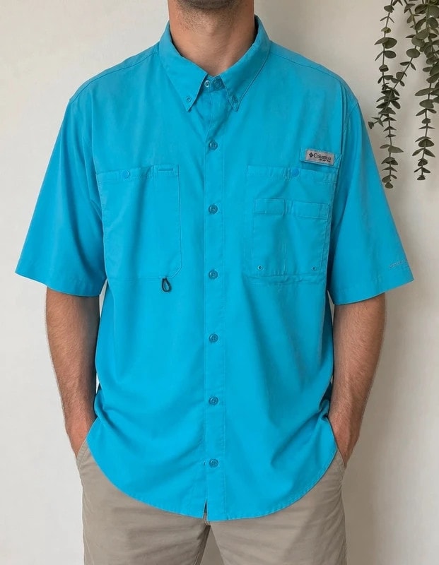 Chemise de pêche Columbia PFG Omni Shade bleu turquoise taille XL - FP260994