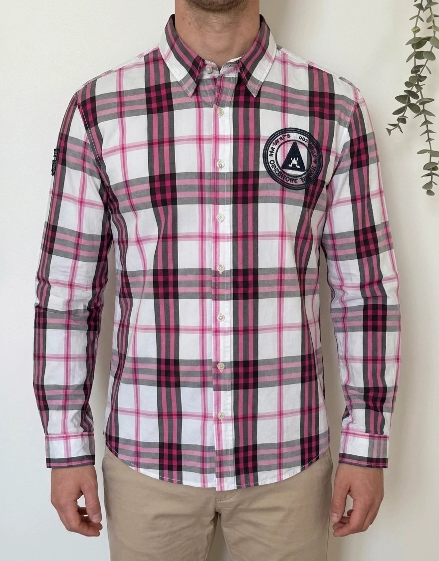 Chemise à carreaux Gaastra rose blanc gris écussons brodés taille XL - BR2609128